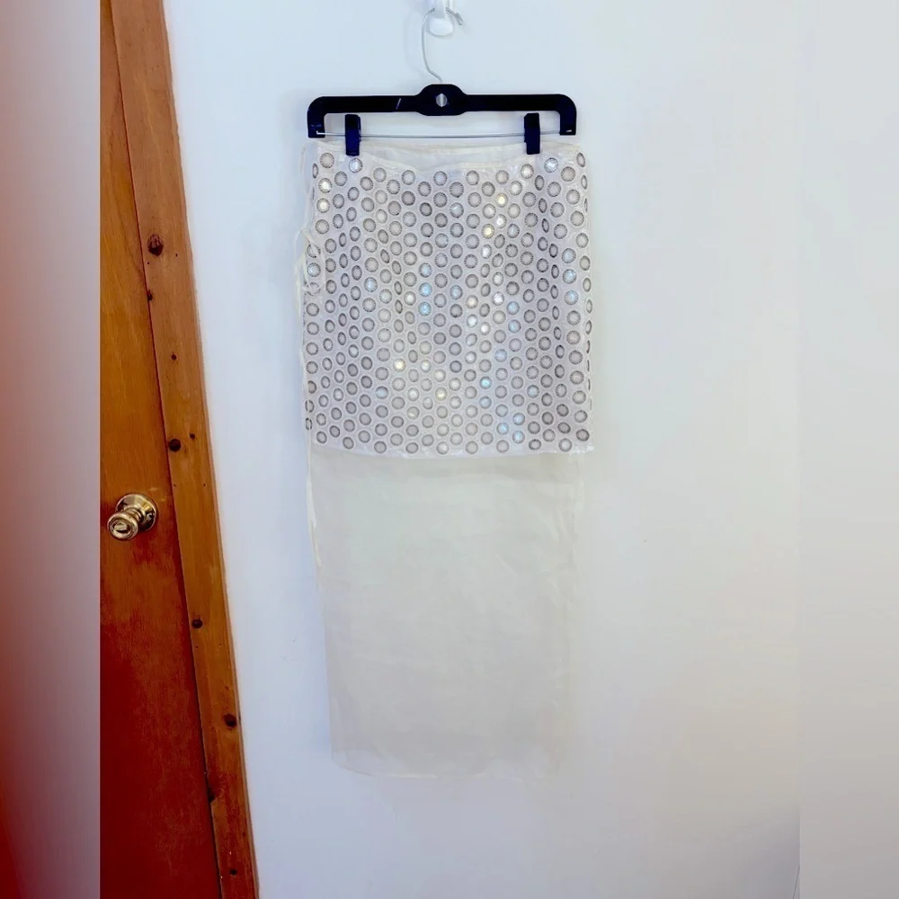 New TORY BURCH  Mirror Embellished Double Layer Wrap Skirt